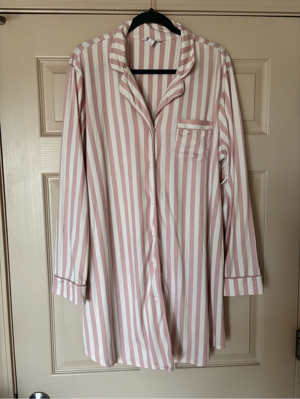 Charter Club Pink & White Striped Button-Front Sleep Shirt